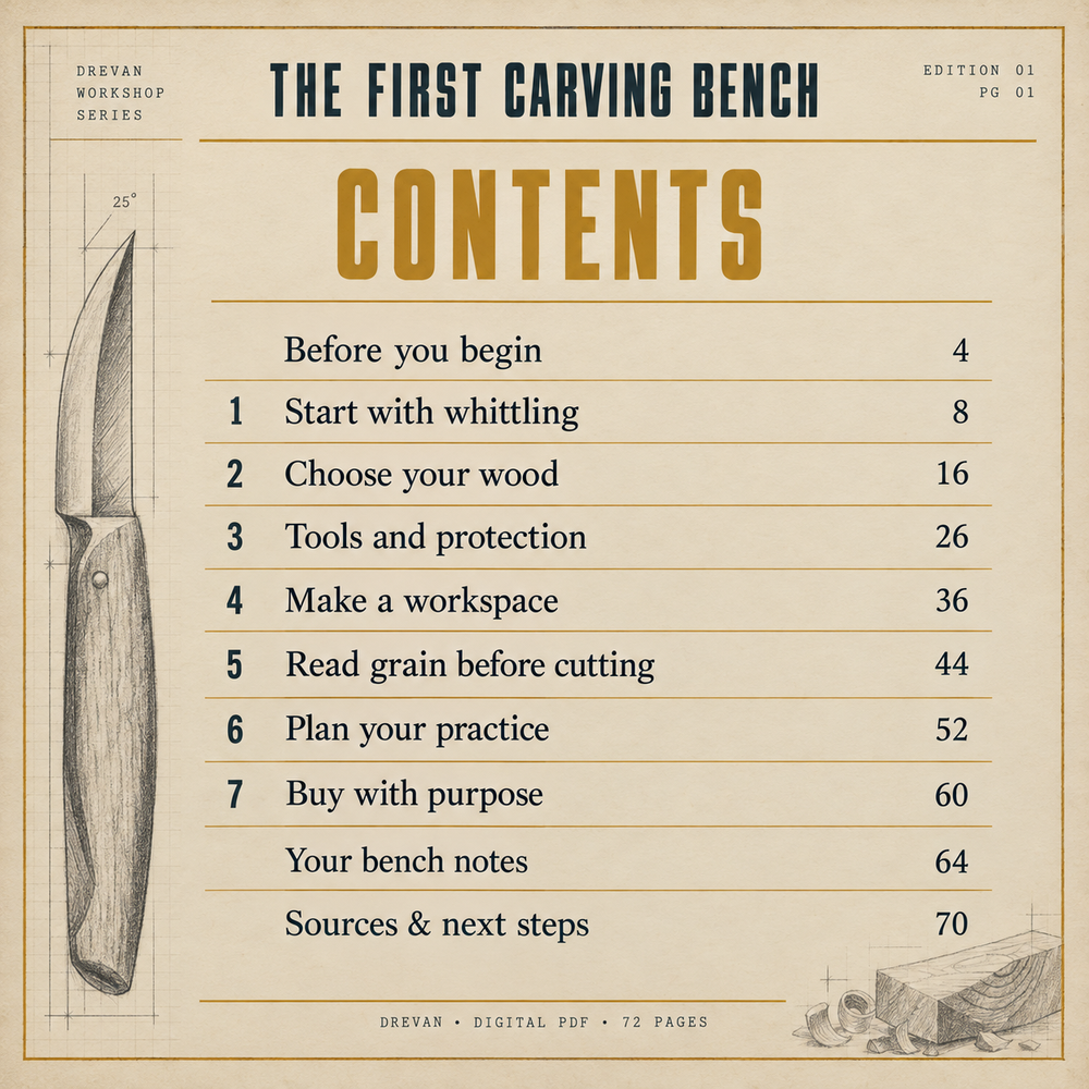 Contents page of The First Carving Bench.